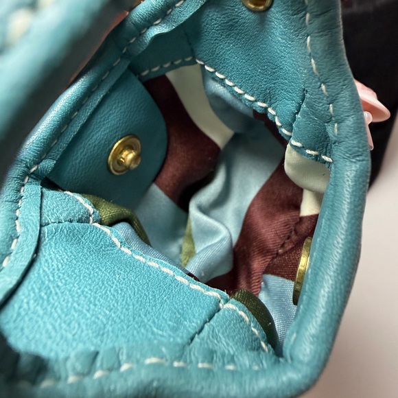 Vintage Coach Mini Hobo Ergo Key Ring/Bag Charm Blue Leather Mini Bag - Picture 10 of 13